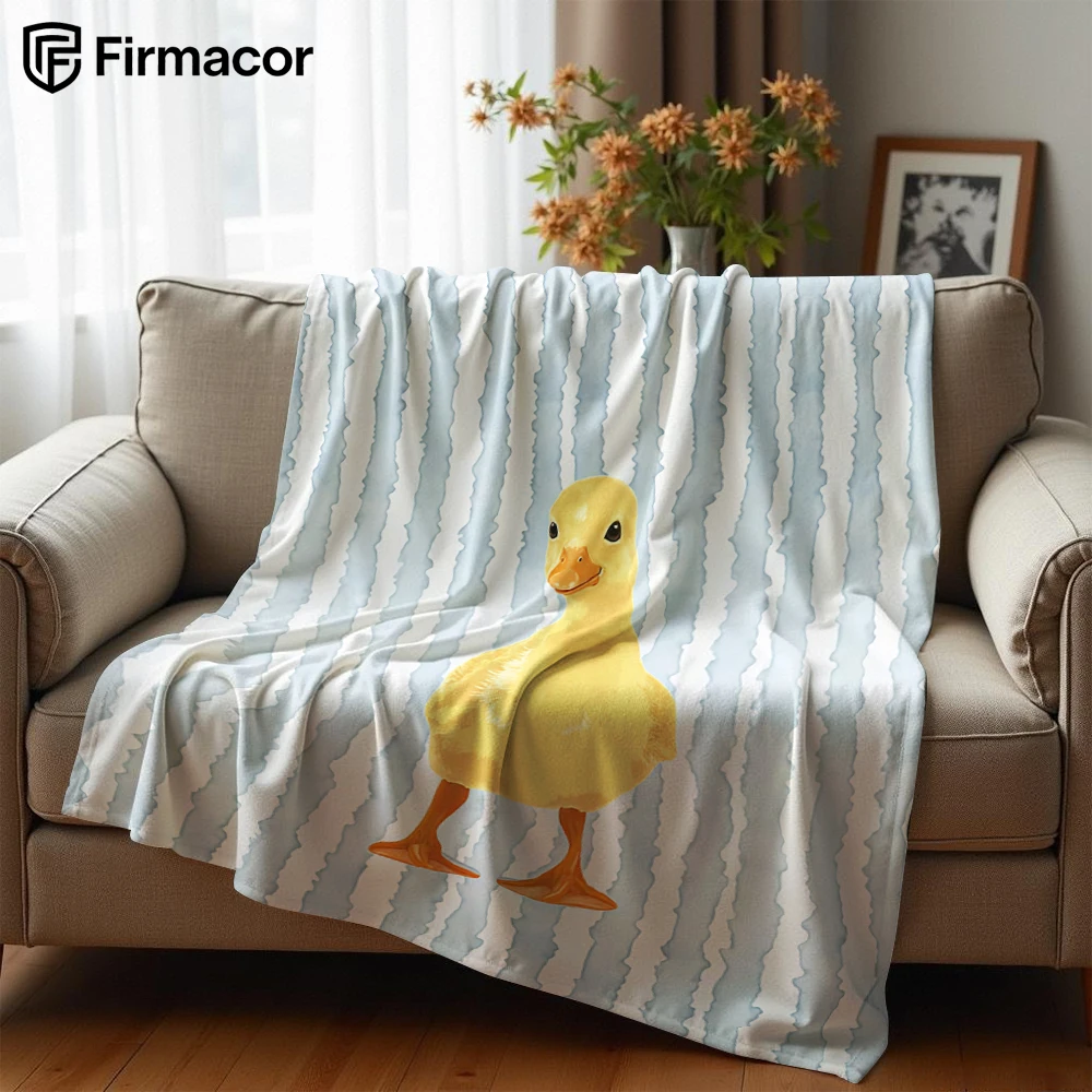 Little Duckling Cartoon Anime Print Flannel Blanket Soft Warm Throw for Kids Bedroom Sofa Bed Christmas Office Car