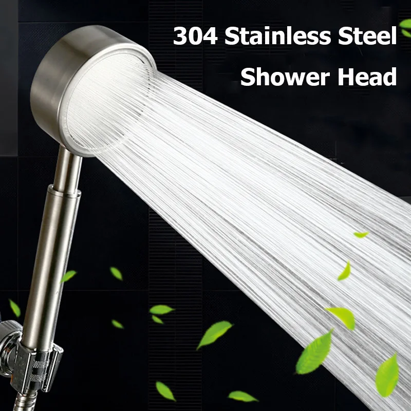 High Pressure 304 Stainless Steel Shower Head Filter Water Fall Resistant Durable Handheld Shower head Bathroom Accessories