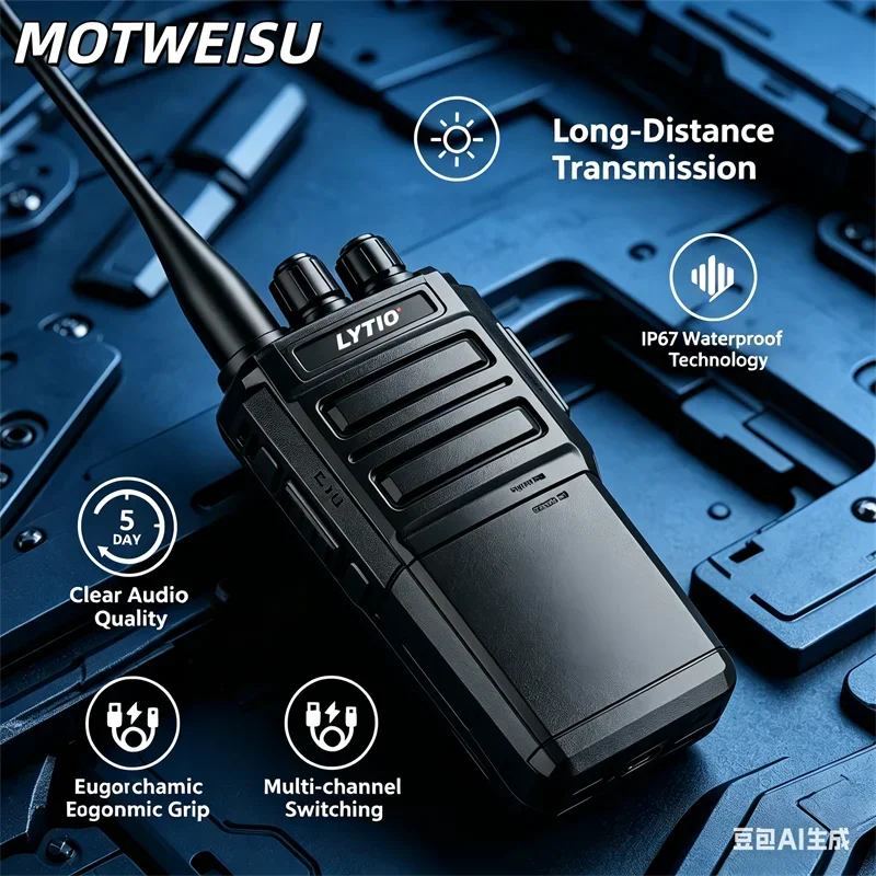 Portable Walkie Talkie with Long Battery Life Clear Sound Multi-channel Switching Drop Resistant Two-way Radio for Body Use