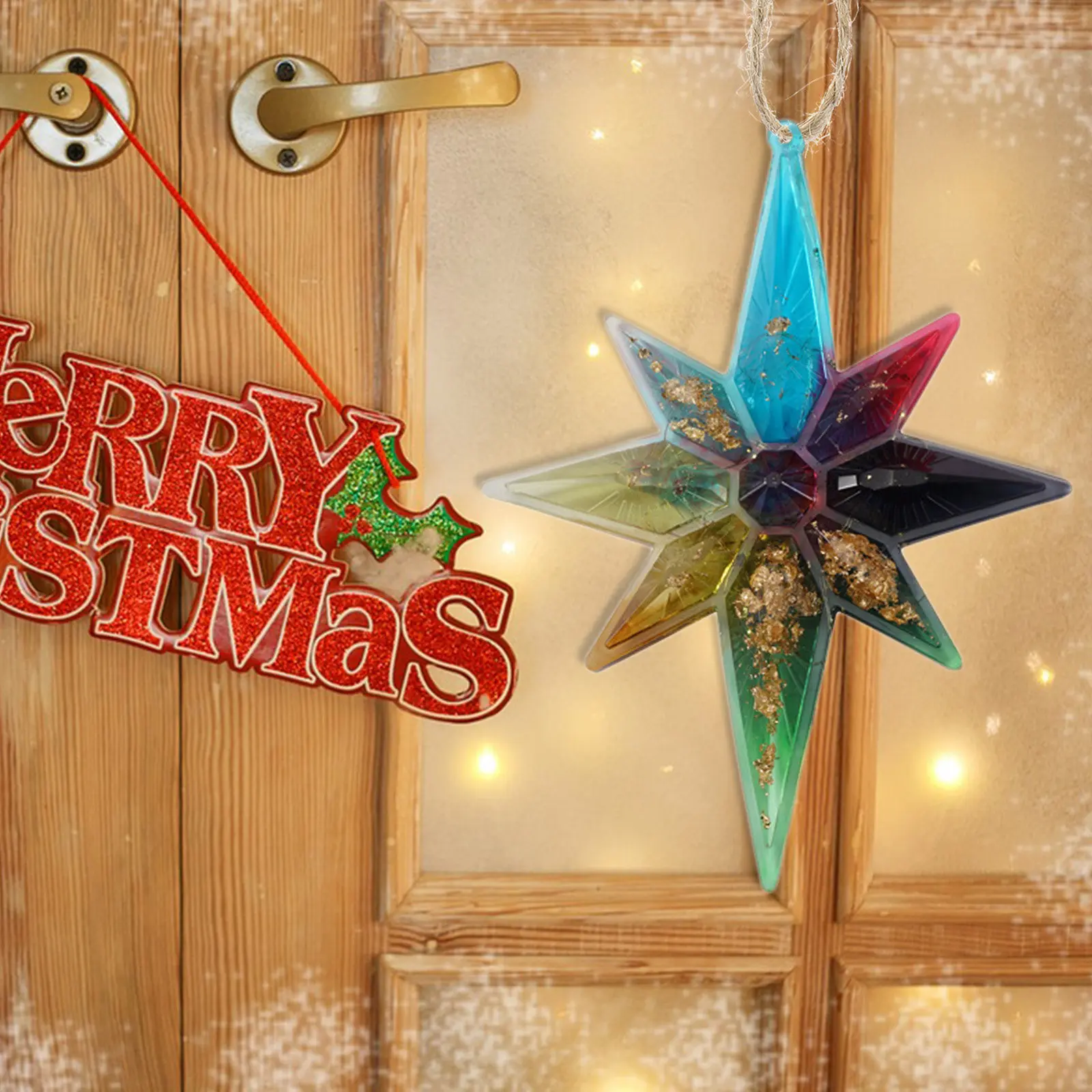 

2Pcs Star Shaped Resin Molds Christmas Ornament Mold DIY Silicone Mold for Tree Bag Door Window Hanging Decoration