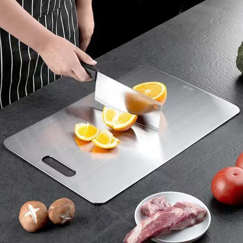 

Stainless Steel Cutting Boards for Kitchen Thickened Double Sided Food Grade Fruit Meat Chopping Board Durable Reusable and Safe