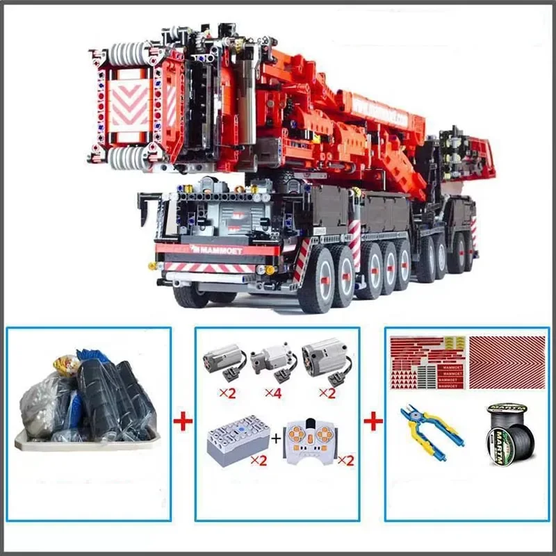 In stock High-Tech LTM11200 Upgrade Truck Building Blocks Kit Heavy Version Mobile Crane Excavator Model Bricks Children Toys