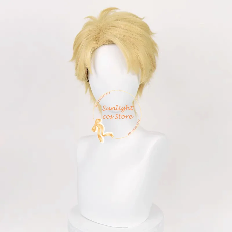 Parrucche Forger Anime loide di alta qualità Cosplay 30cm parrucca corta da uomo gialla dorata resistente al calore capelli sintetici + cappuccio parrucca