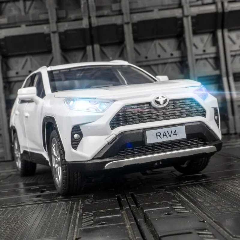 

1:24 Toyotas RAV4 SUV, модель автомобиля из сплава, литая под давлением металлическая игрушка, внедорожники, модель автомобиля, имитация звука и света, детская игрушка в подарок