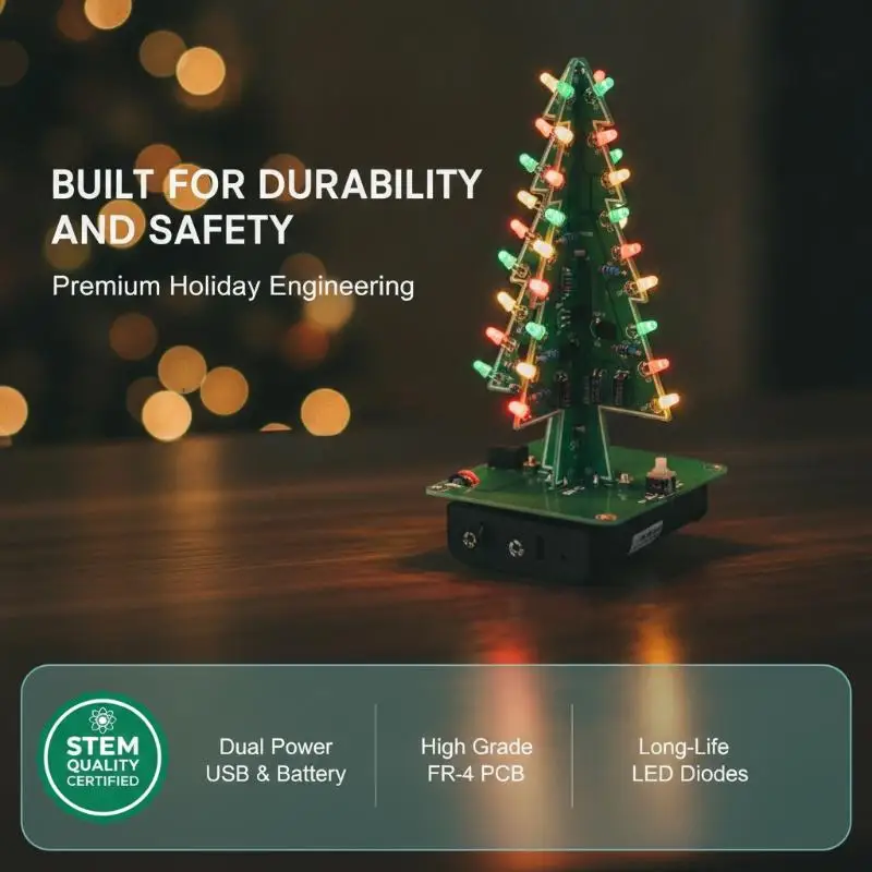 Easy Assemble DIY Electronics Kit 3D Christmas Tree Soldering Practice Set for Beginner Science STEM Learning