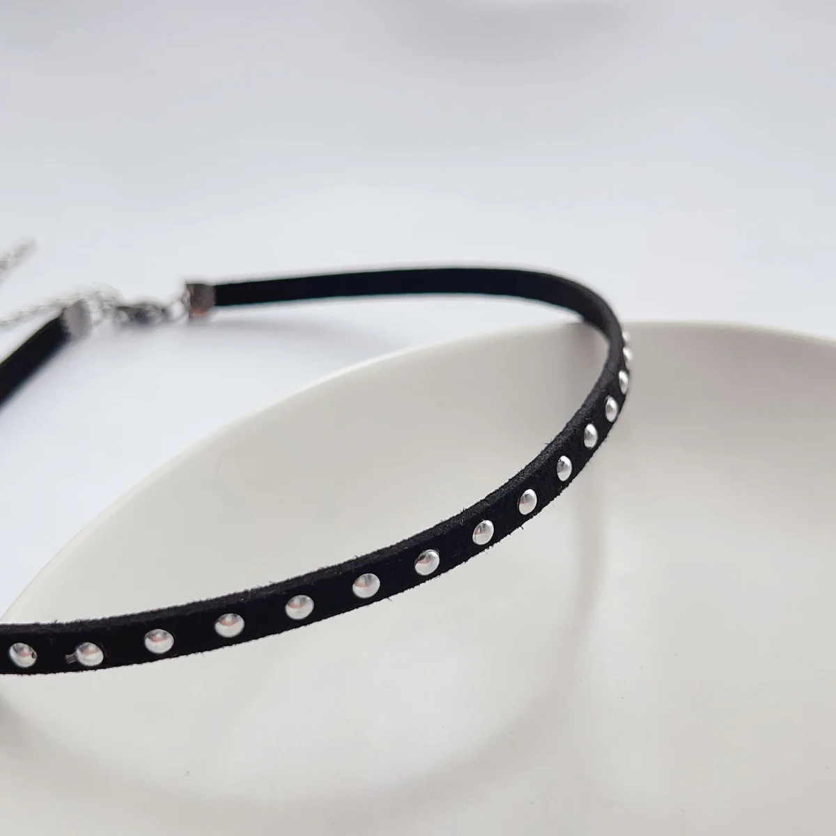 Ha punk Rock Sweet Cool metal rivets Black choker collar neck with neck ring Choker Necklace accessory necklace for women