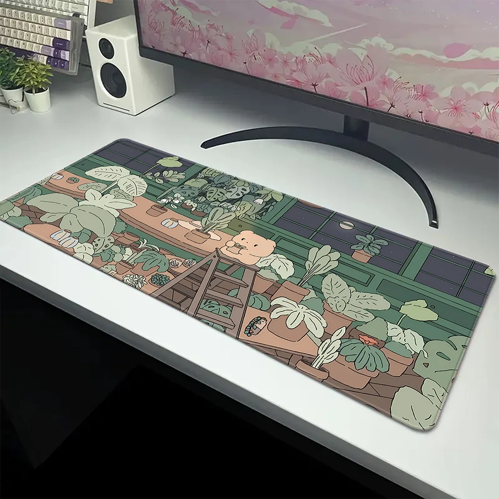 

Green Plant Mouse Pad Grande Game Mousepad Large Gaming Mouse Mat Gamer Keyboard Pads XXL 900x400mm Office Accessories For Desk