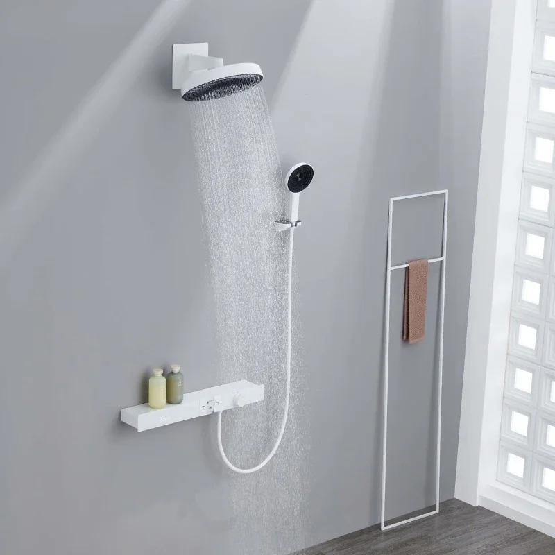 White Concealed Rain Constant Temperature Digital Shower Embedded Box Shower Set