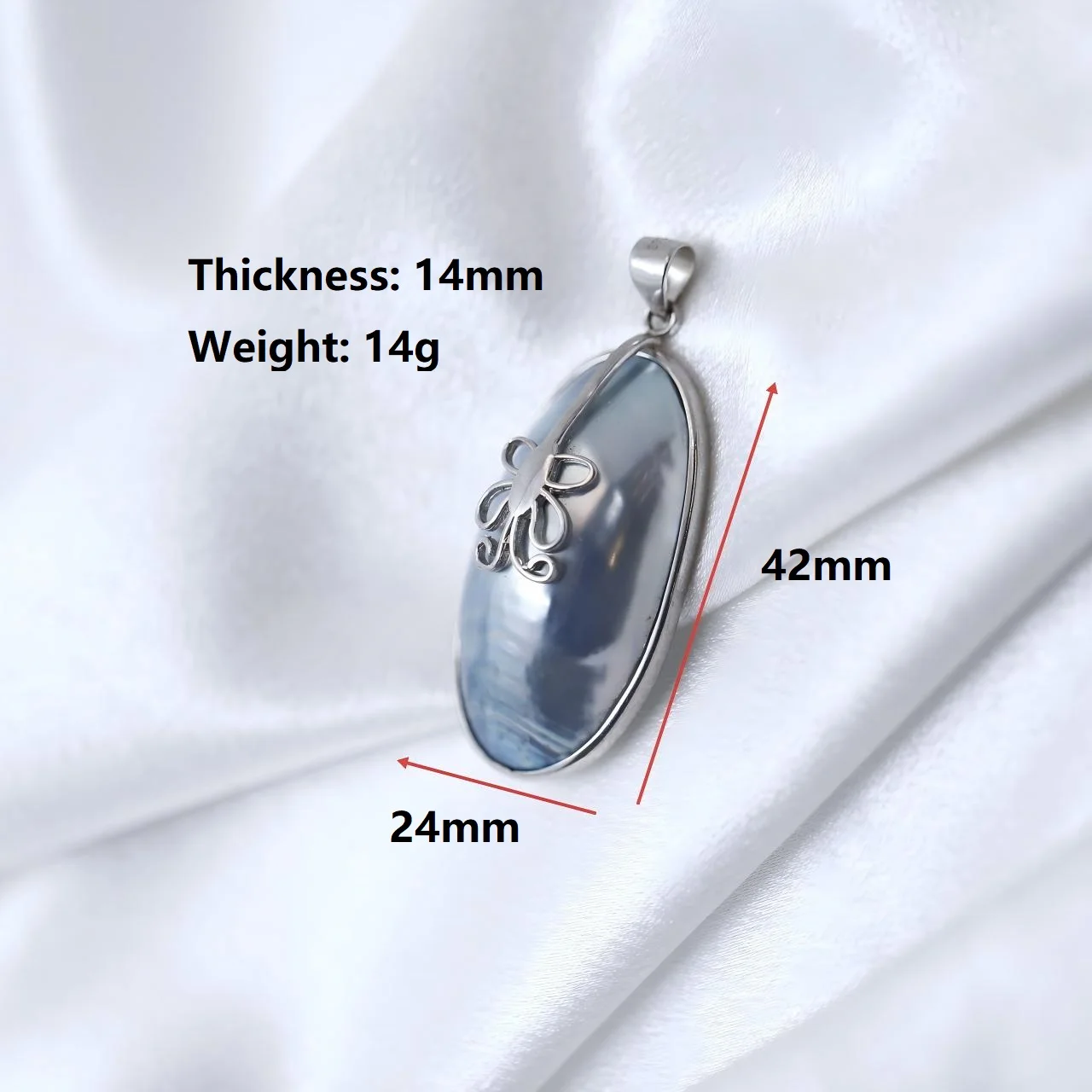

Классический кабошон из морского серебра с суперглянцевым зеркальным синим отливом, инкрустированный серебром, кулон, изысканные ювелирные украшения, подарок для женщины