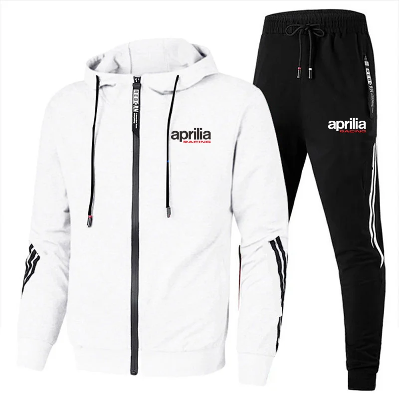 aprilia racing Tracksuit Men\'s Sweatshirt +Pants 2 Piece Set Casual Sportswear Hoodies Wear Autumn New Sportswear Suit Hot