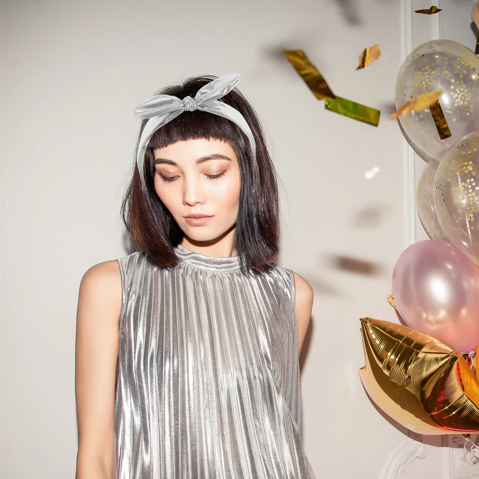 

Wide Bow Headbands Metallic Knotted Hairband Glitter Party Festival Birthday Shiny Fashion Hair Accessories for Women