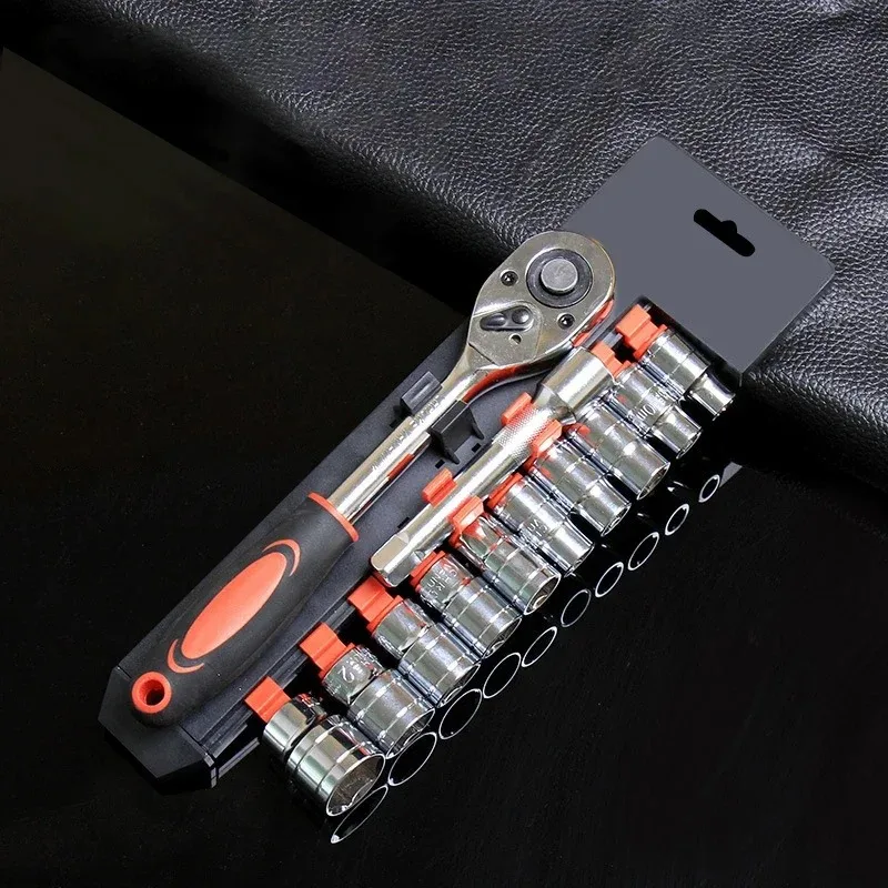 12Pcs Wrench Socket Set Short Socket Ratchet Hand Tool Kit for Car Motorcycle Bicycle