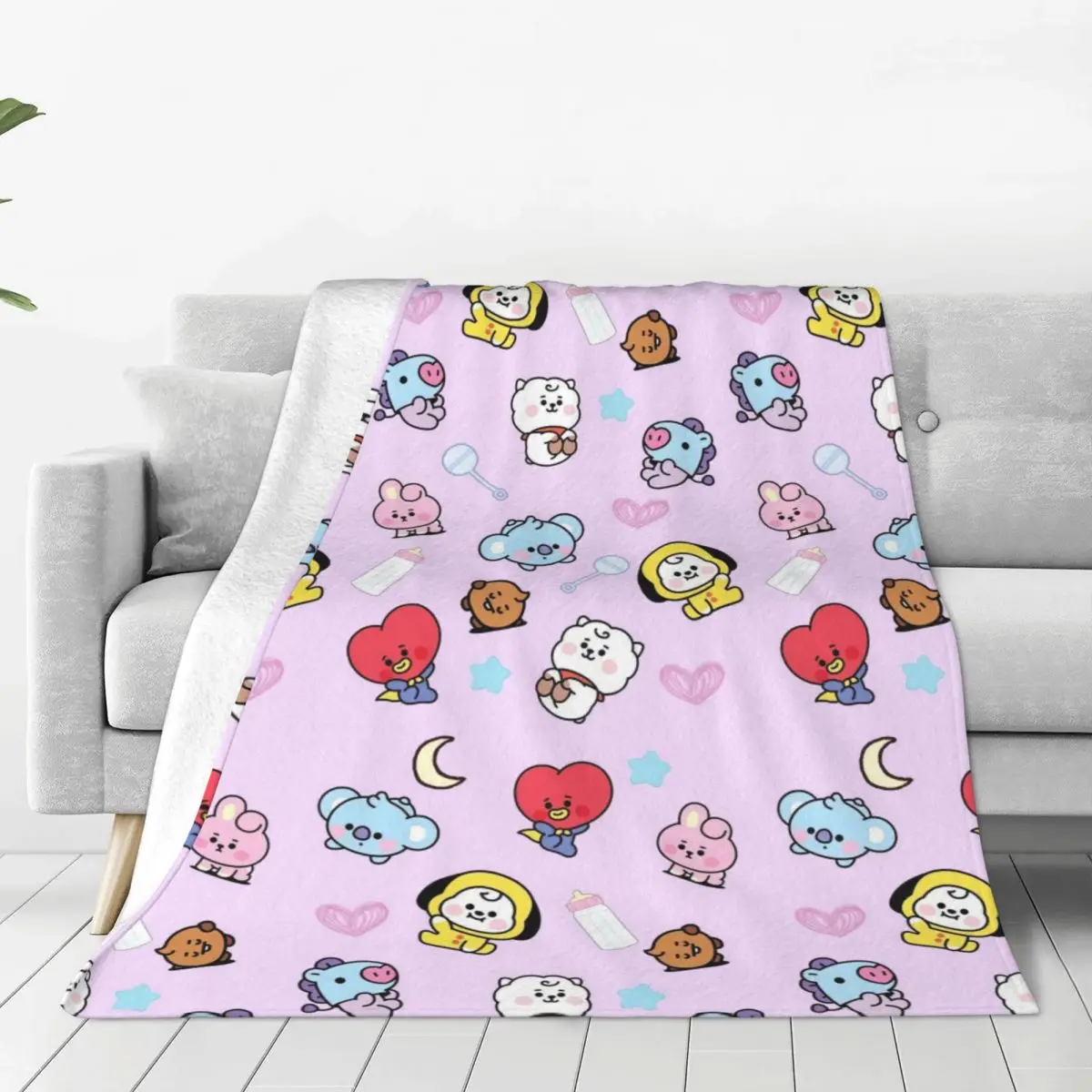 Korea Kpop Idol Music Plush Blankets Kawaii Cartoon Vintage Throw Blanket for Bed Sofa Couch Bedspreads