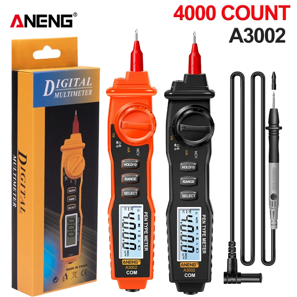 ANENG A3002/A3003/A3004/A3005/A3009 4000/6000 Count Pen Type Meter Multimeters Sensor Pocket Black Pen Style Test True RMS Tools