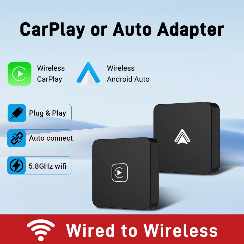 Wired to Wireless CarPlay Mini AI Box Wireless Android Auto Adapter Smart Dongle BT WiFi Auto Connect Plug and Play For Toyota