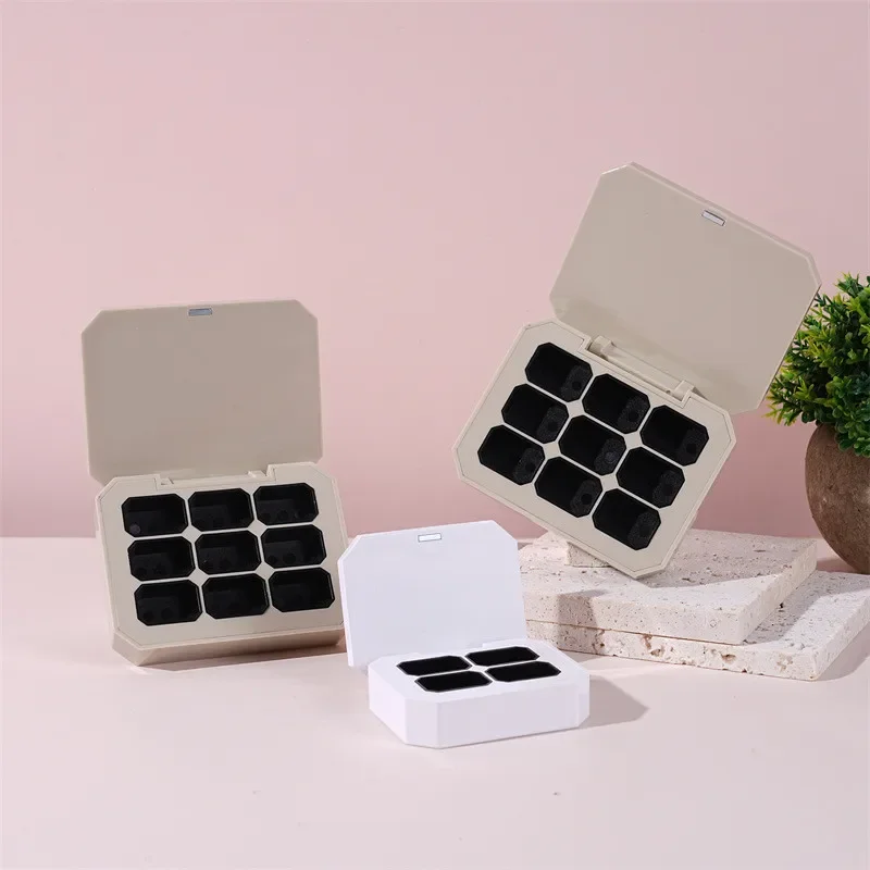 Boîte de rangement en plastique pour rouge à lèvres et poudre, 9 grilles, anti-poussière, pour voyage, usage quotidien, plaque africaine, pour fard à barrage, vernis à ongles solide, colle, maquillage