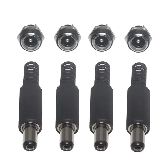 【10-5Set】DC 12V Male Female Socket Panel Mount Barrels Jack Plug Power Connector Female Jack Screw Nut Panel Mount Connector