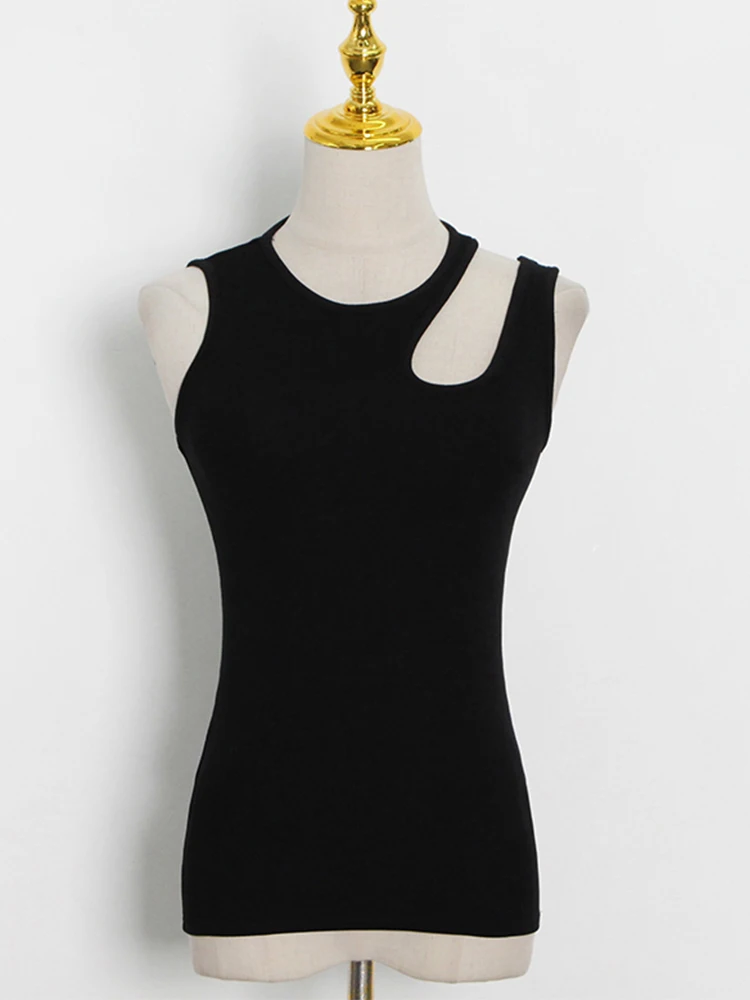 Casual y2k White Cut Out Women\'s T Shirt Sleeveless Slim T Shirts Female Clothing 2024 Summer Fashion crop top women camisetas