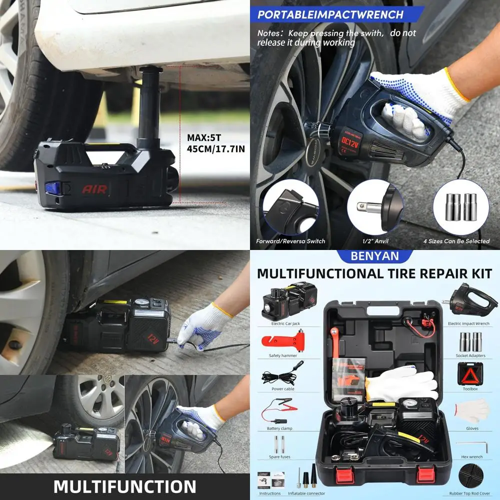 

12V 5-Ton Electric Car Jack Kit with Impact Wrench for Vehicle Repair and Tire Change