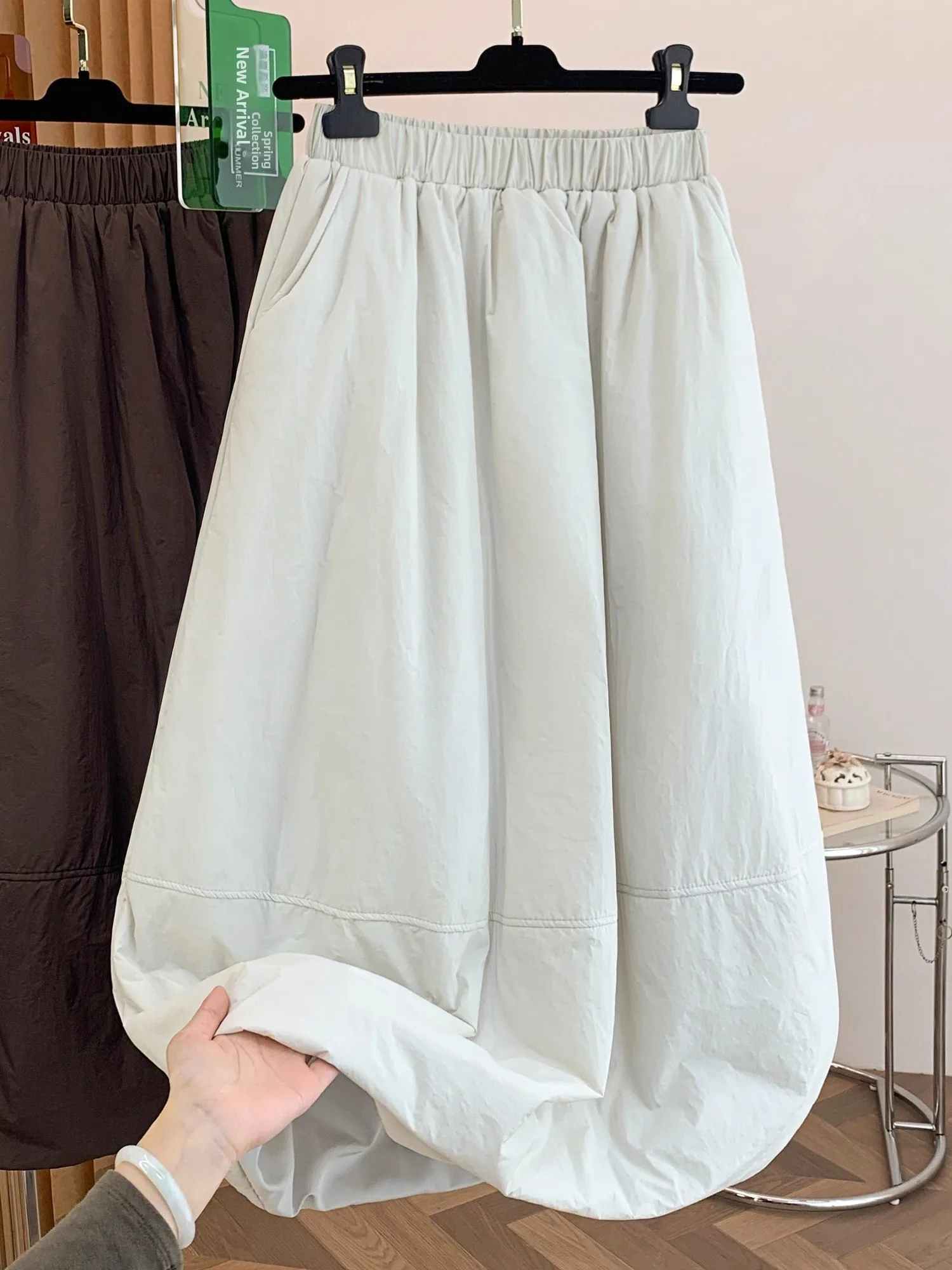 High Waist Cotton Lined Thermal Skirt Women's Winter Fashion Casual A-Line Skirt Flattering Slimming Mid-Length Bloomer