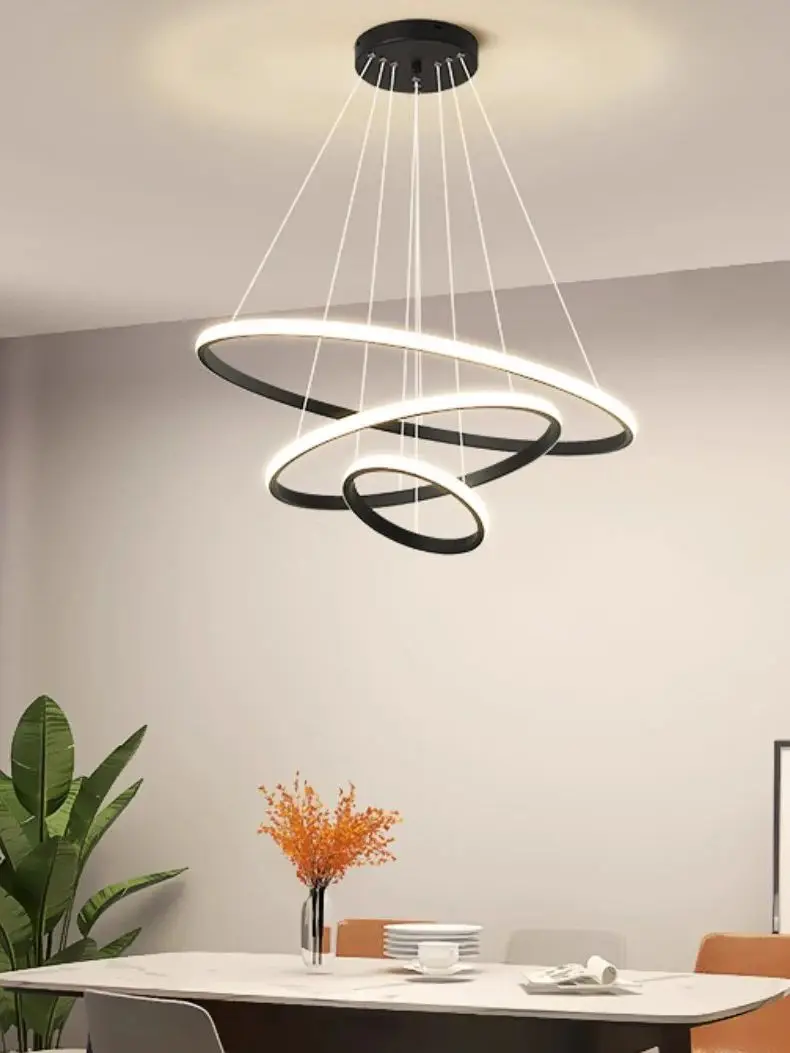 Nordique Simple cercles suspension lampe lustre LED 3 anneaux lumières pour salle à manger Bar salon lustre Loft décoration de la maison