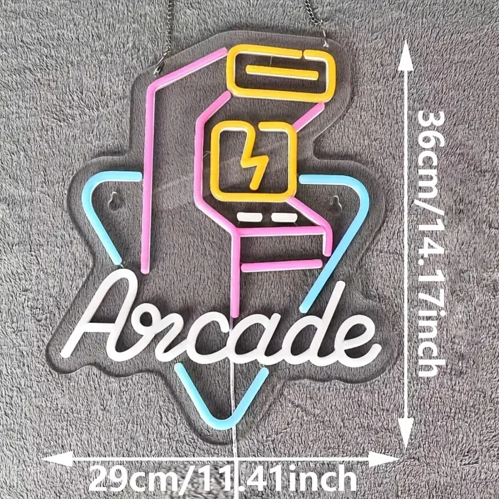 Retro Pixel LED Neon Sign | USB Plug-in Arcade Wall Decor for Game Room & Man Cave | Non-Infringing 8-Bit Gaming Light with Clas