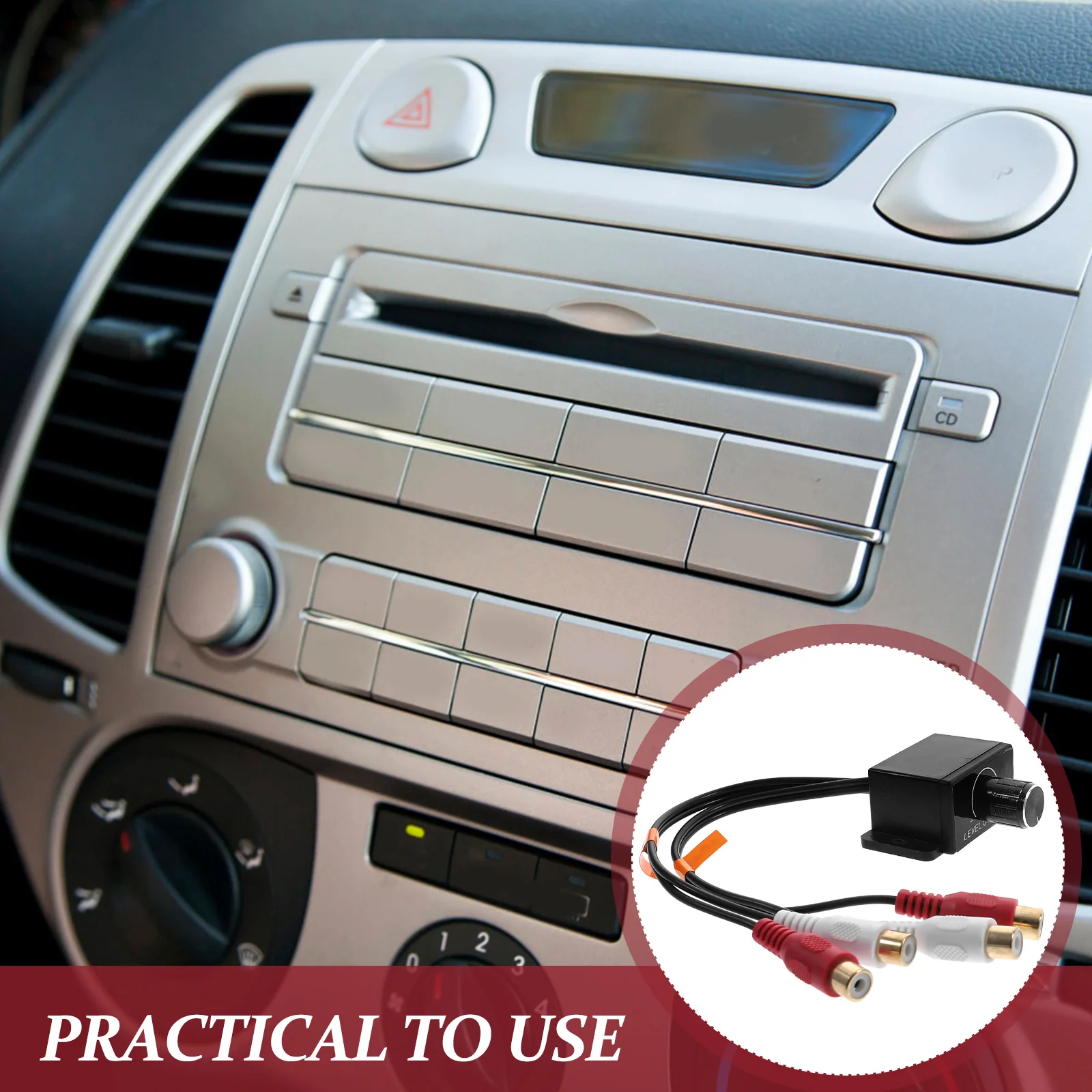 

RCA Audio Adjuster 2 Inputs 2 Outputs Volume Control Universal Car Amplifier Bass Knob Adapter Video Device Automotive
