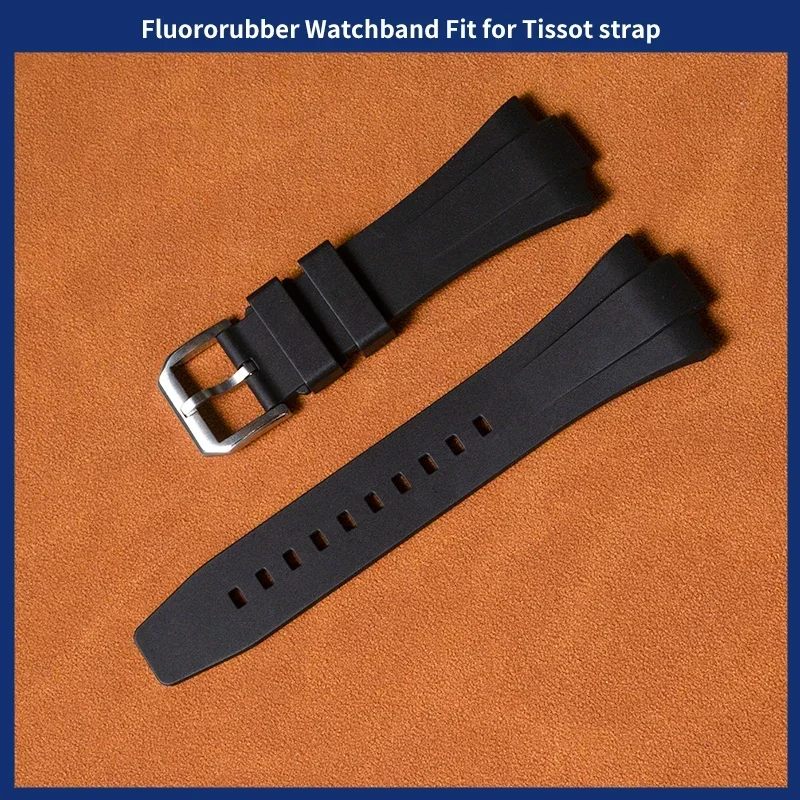 Premium Grade Fluororubber watchStrap FKM 20mm For tissot 1853 prx40 strap Man Waterproof double knot quick  release Watchband