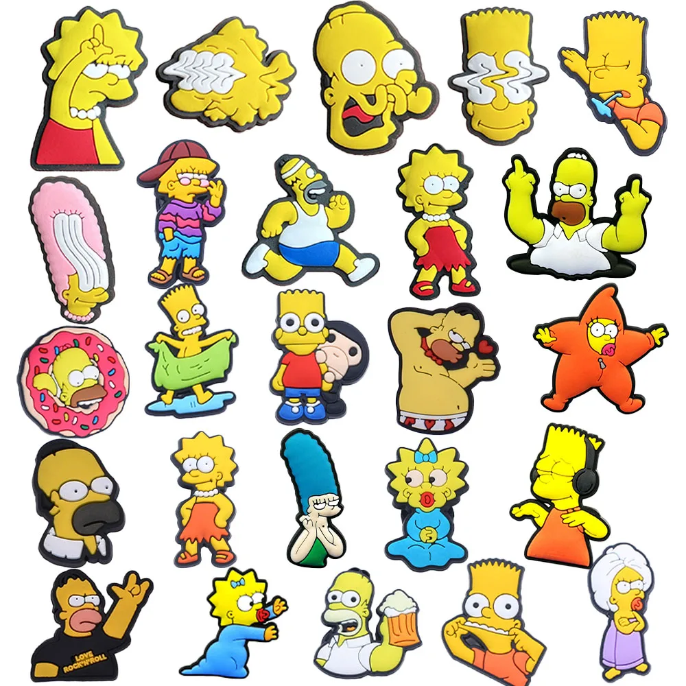 Bestseller Cartoon Wacky Simpson Anime-Serie PVC-Schuhzubehör DIY Abnehmbare Wasserdichte Kreative Lustige Geschenke – Detail 14