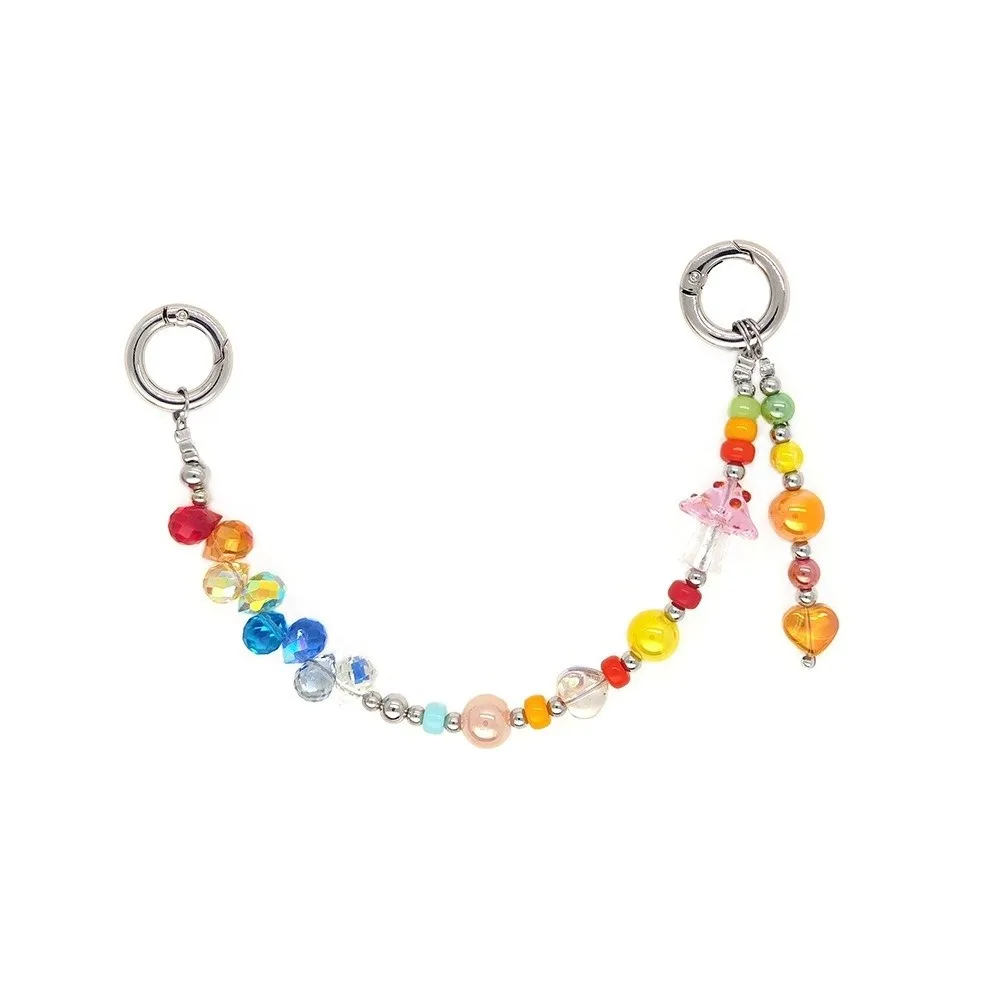 Creative Y2K Beaded Phone Chain Alloy Flower Fashion Accessories Heart Resin Versatile Bag Pendants Girls