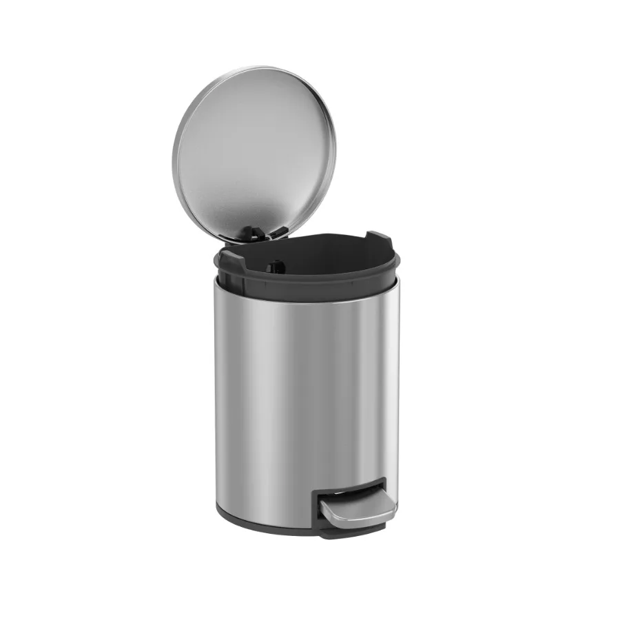 

Bathroom Trash Can 1.3 Gallon Small Stainless Steel Step Garbage Bucket Bin with Soft Close Lid for Compact Bathrooms Silver Fi