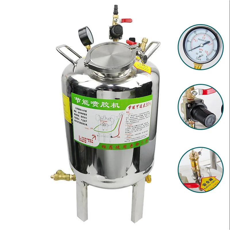 20 L Semprotan Lem Pneumatik Barel Semprotan Perekat 304 Ember Bertekanan Baja Tahan Karat Pistol Cat Dispenser Hemat Energi