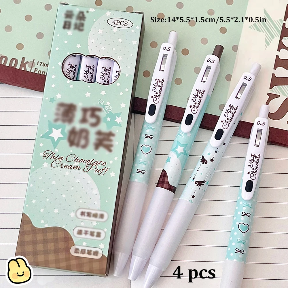 4 stuks Angel Wings Press neutrale pen, stijlvolle uitstraling, gladde zwarte 0,5 mm pen voor studenten, comfortabele grip.