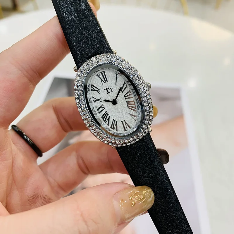 Women Quartz Watch Luxury Orologio Oval Roman Numerals Reloj Vintage Simple Fashion Minimalist Clock Ladies Diamond Wristwatch