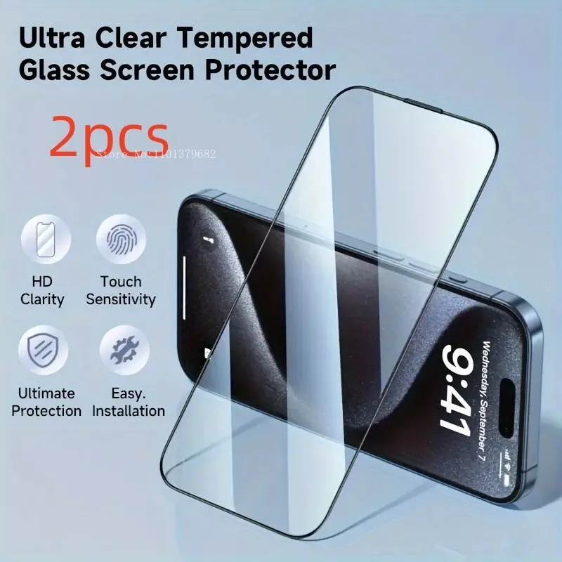 2Pcs HD Tempered Glass For IPhone 11 12 13 Pro Mini 6 7 8 Plus Screen Protector For IPhone 14 15 16 Pro Max X XR XS Max Glass