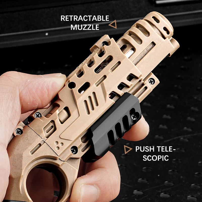 1Pc Nylon Spray Gun Fired Ejected Soft  Pistol  Spinner Multi Playability Decompression Ratchet Flip Push Slider Toy