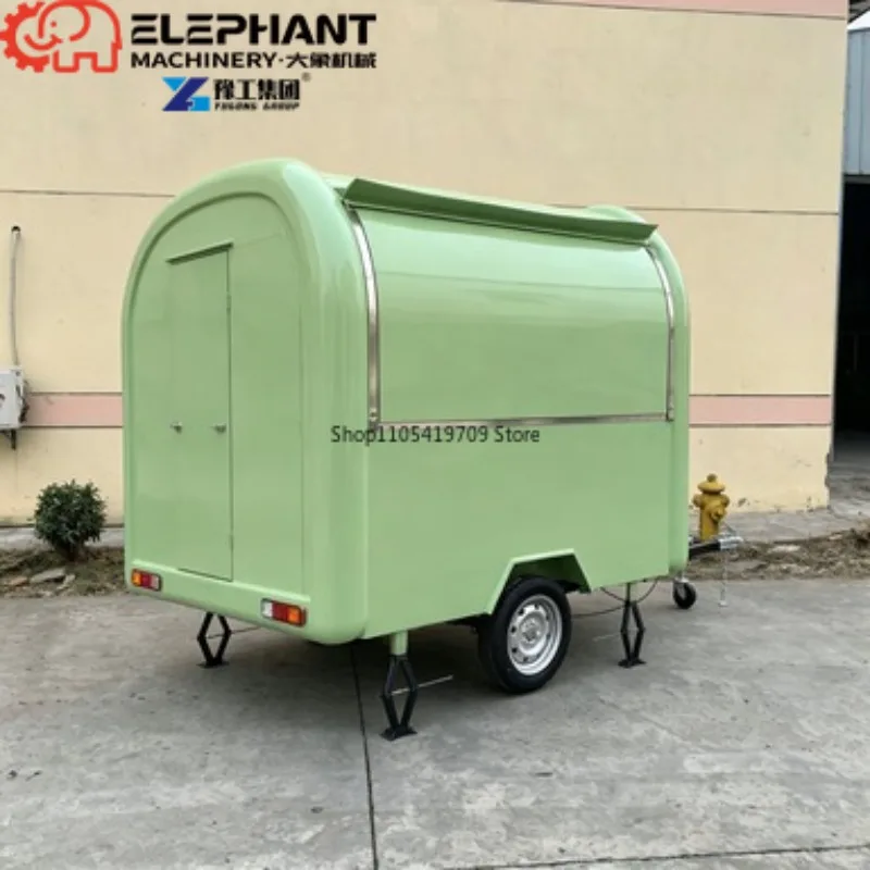 Curved Round Food Truck Trailer, Multifunctional Mobile Snack Bar With Full Kitchen