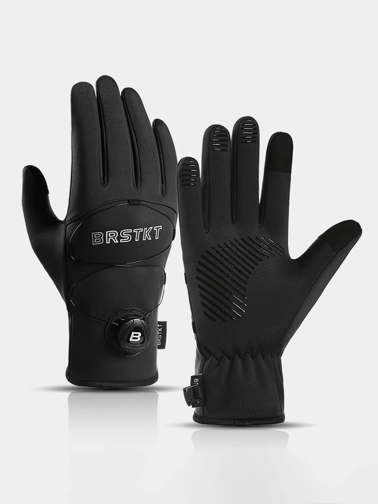 AliExpress Men's winter outdoor cycling gloves with plush anti slip touch screen and extended warm riding gloves
