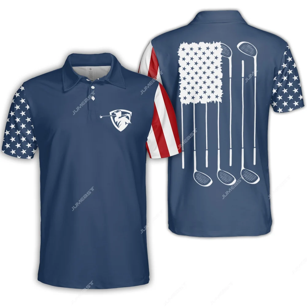 Jumeast 3D Printed Swing Swear Look For Ball Repeat American Flag Polo Shirts Skull Graphic Blue T-shirts Grandpas Clothes