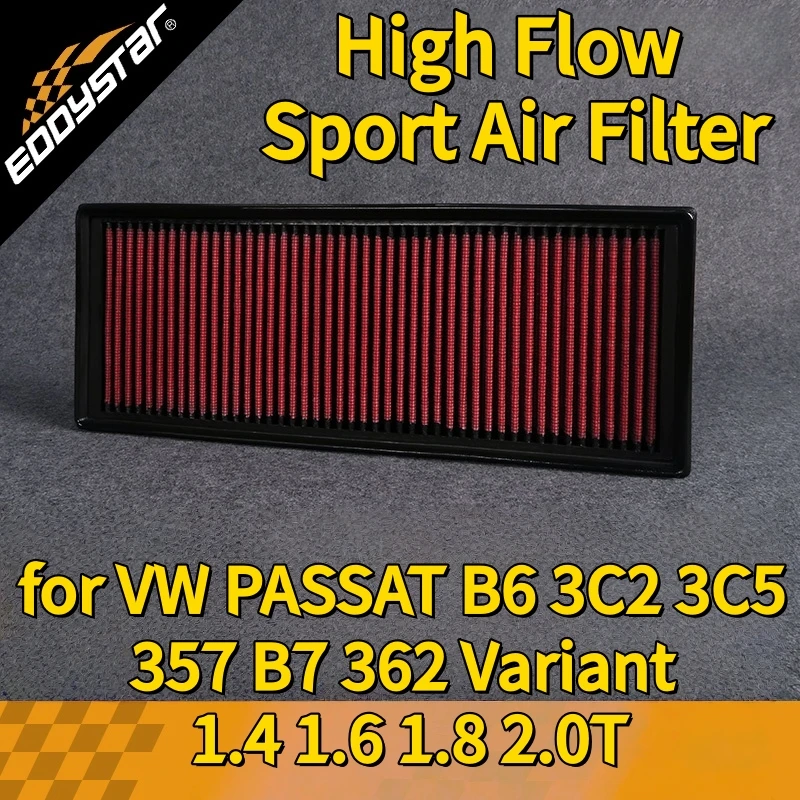 

High Flow Sport Air Filter for VW PASSAT B6 3C2 3C5 357 B7 362 Variant 1.4 1.6 1.8 2.0T Washable Racing Intake Filters