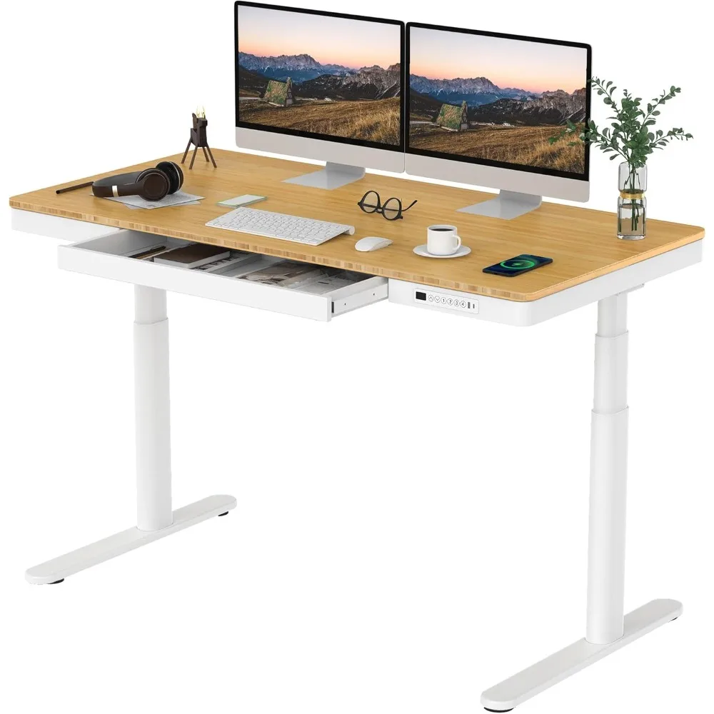 

Computer Desks, Standing Desk with Drawer,Dual Motor 3 Stage Electric Height Adjustable Home Office Desk, Computer Desks