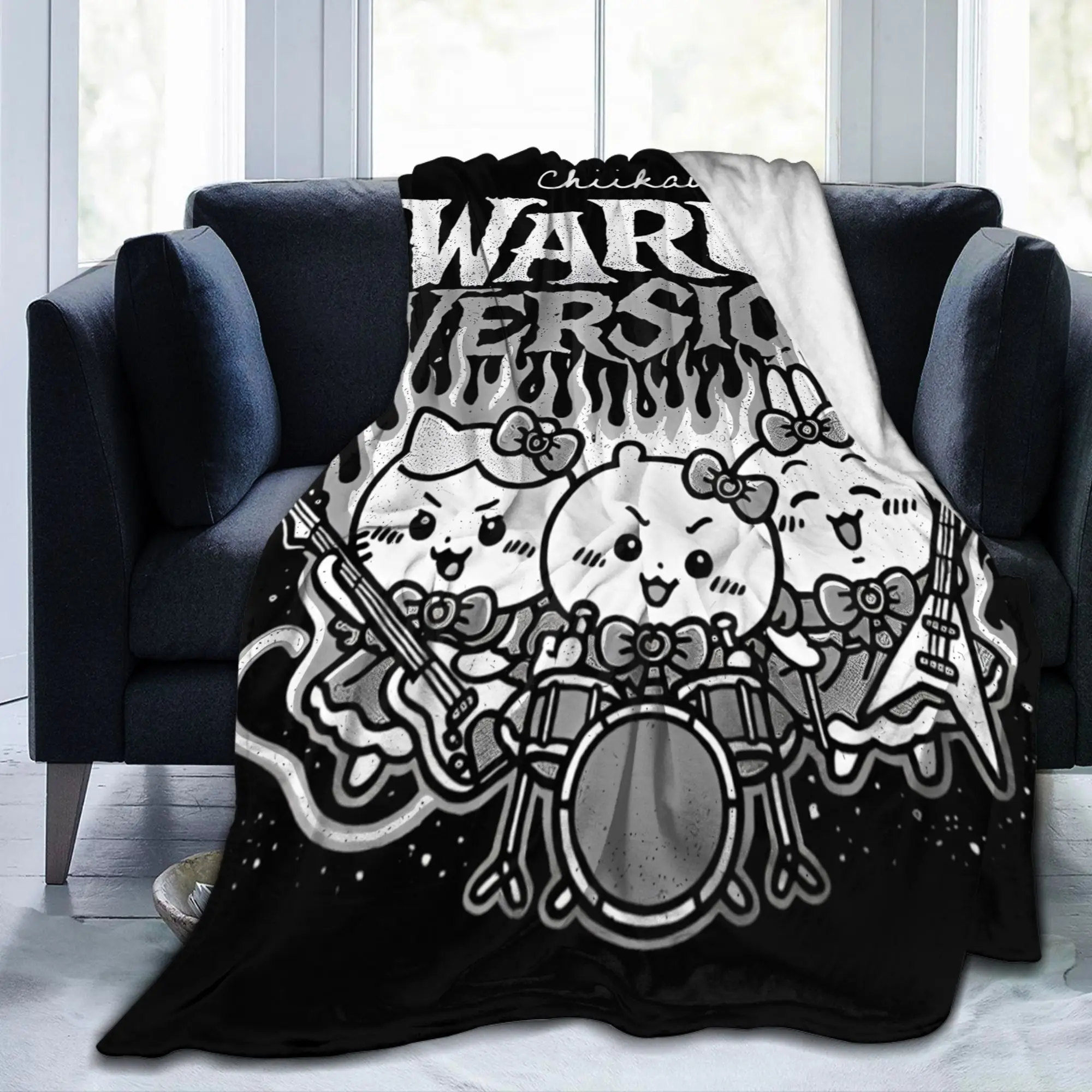 Chiikawa Hachiware Usagi Warui نسخة الصوف رمي بطانية الجرونج البطانيات ل أريكة المفارش لينة في الهواء الطلق تنفس #2