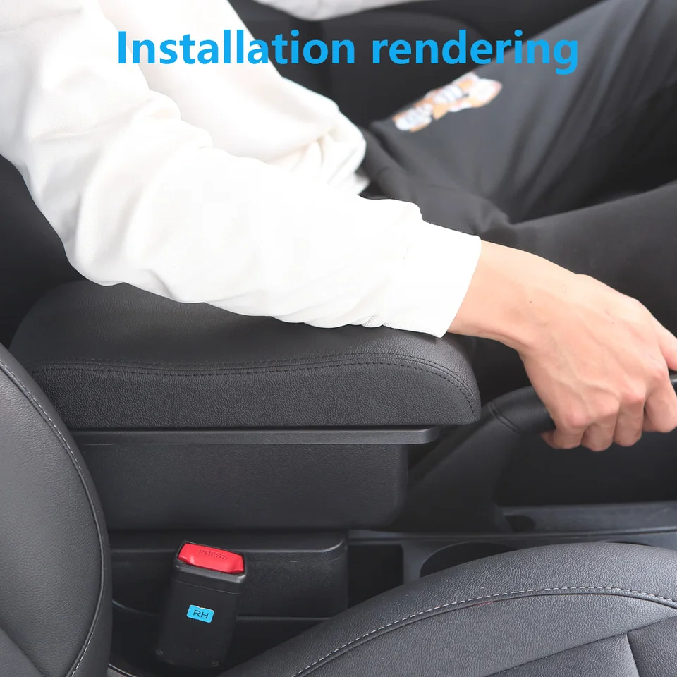 Bracciolo Portaoggetti Per Ford EcoSport 2019-2024 – Console Centrale In Pelle PU Con Doppio Strato Telescopico (Nero/Bianco, Senza USB)