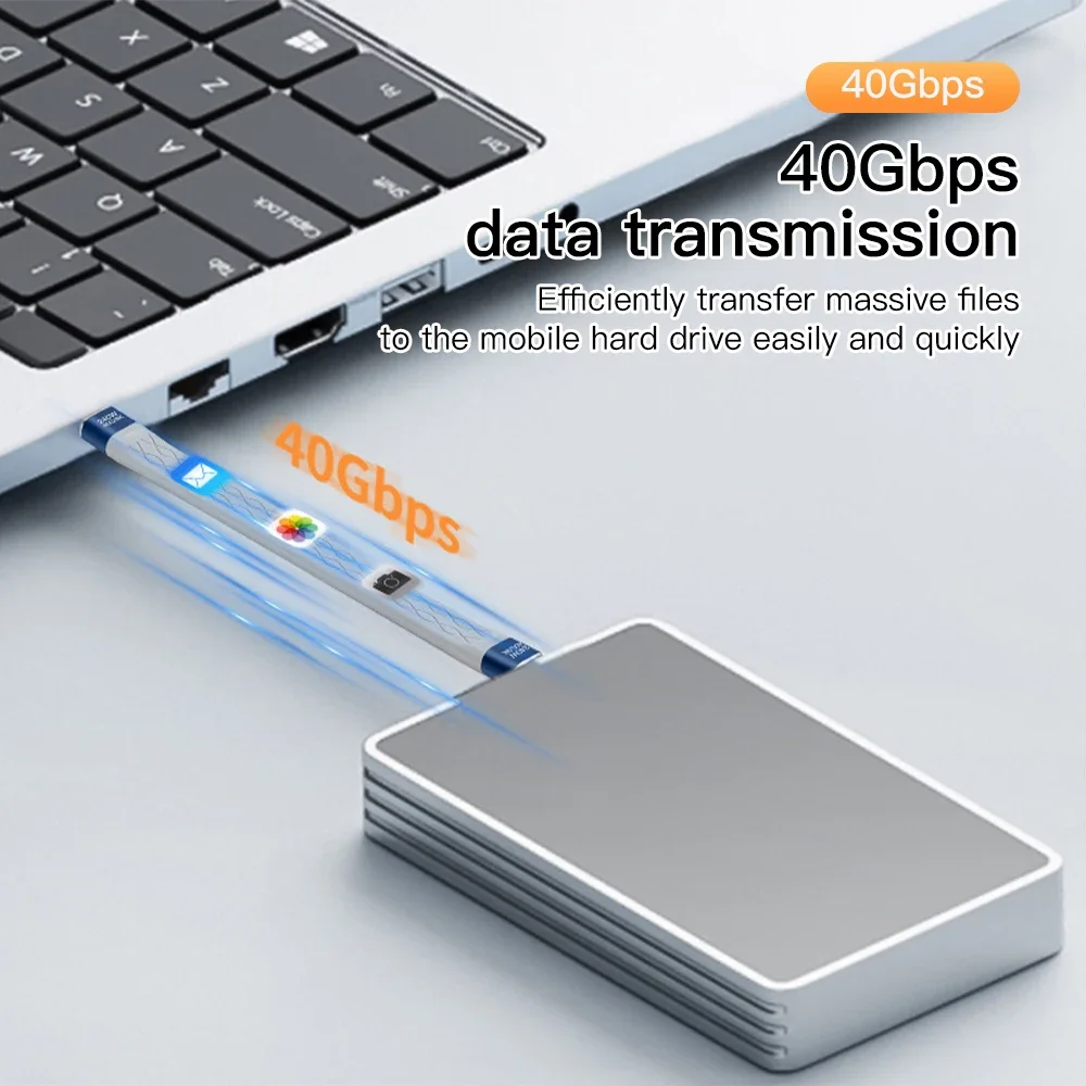 短いUSBケーブルタイプC,40GB,240W, 40GB Gbps,データ転送