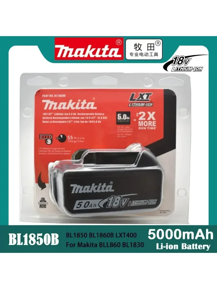 100 % Original-Makita-18-V-5,0-Ah-Akku für Elektrowerkzeuge, 18 V austauschbarer LED-Lithium-Ionen-Akku, LXT BL1860B BL1860BL1850 BL1830