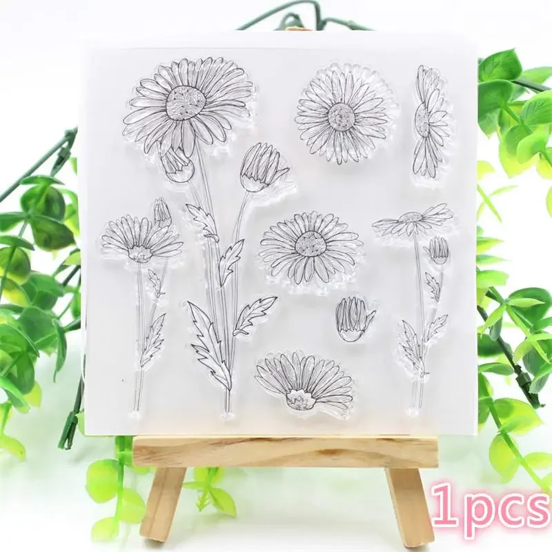 1PCS Flowers Transparent Clear Silicone Stamp for DIY Scrapbooking Kids Decoration Supplies