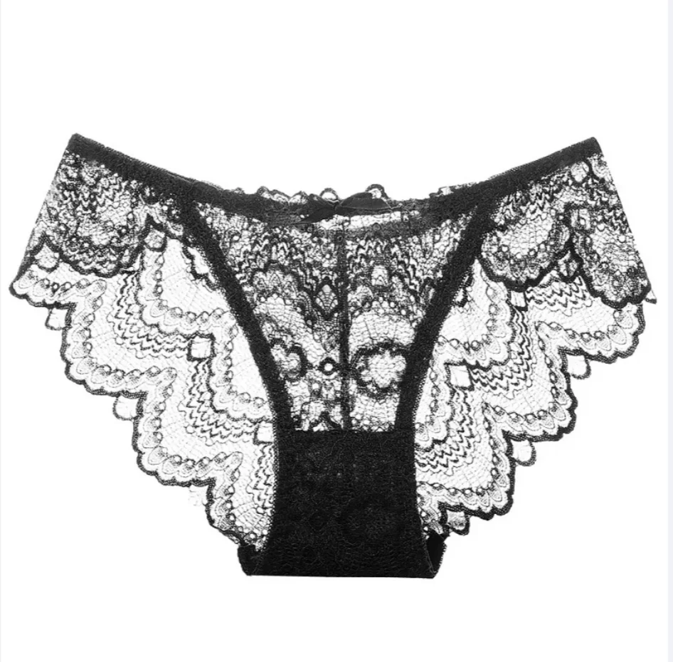 Sexy Ladies Lace Transparent Panties Low-Rise Lingerie Female Hollow Out Underpants Comfortable Short See Through Briefs