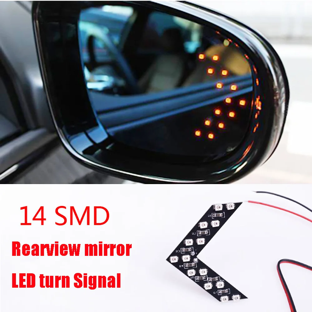 12V  2 pieces/set multicolor 14SMD hidden LED Arrowhead auto rearview mirror turn signal auto LED rearview mirror lamp