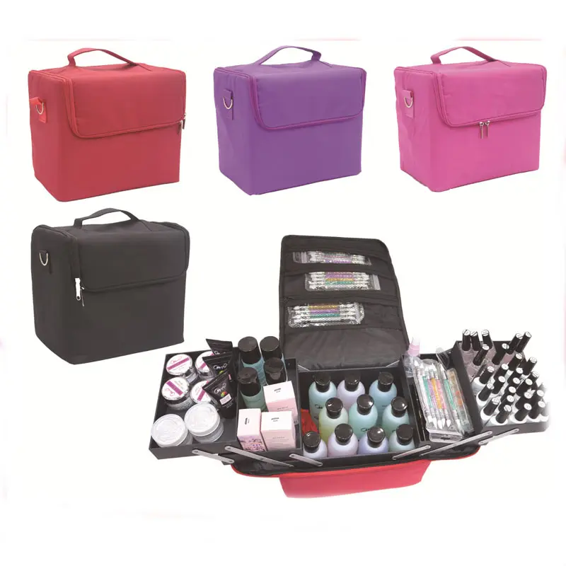 

Canvas Makeup Organizer Bags Water Proof Cosmetic Cases Box Multilayer Storage Bag for Manicure Beauty with Strap Women Travel