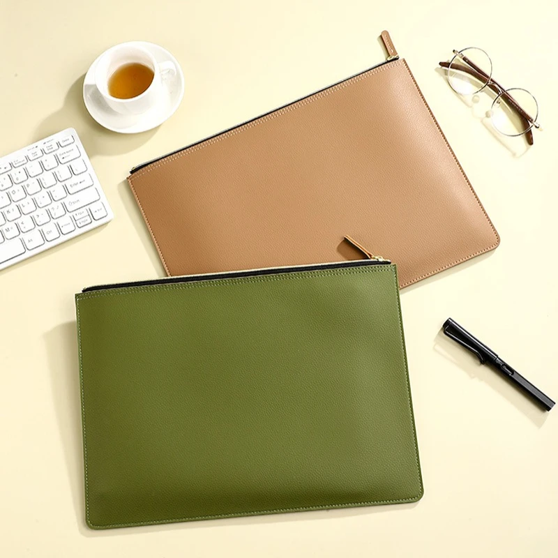 حافظة مستندات جلدية تنفيذية: منظم بسحاب مقاس A4 ممتاز - هدية مثالية للشركات للمحترفين والعملاء